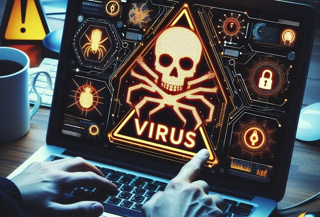 Un ordinateur infecté par un virus est détecté par un antivirus