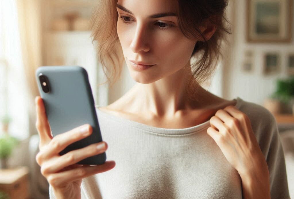 Une femme voit son compte Shein bloqué sur son téléphone.