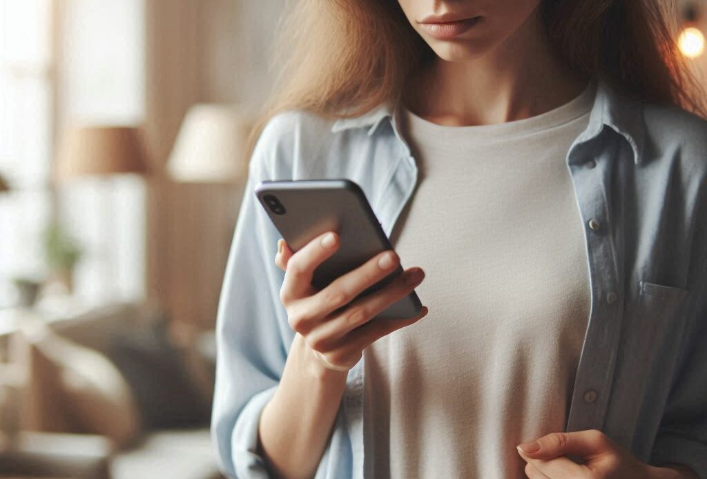 Une femme voit son compte TikTok banni sans raison sur son téléphone.