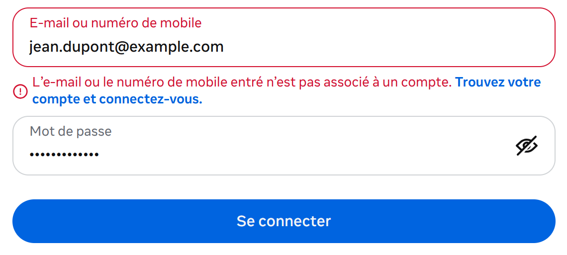Page de connexion Facebook : reprendre l'accès à sa page commence par le compte